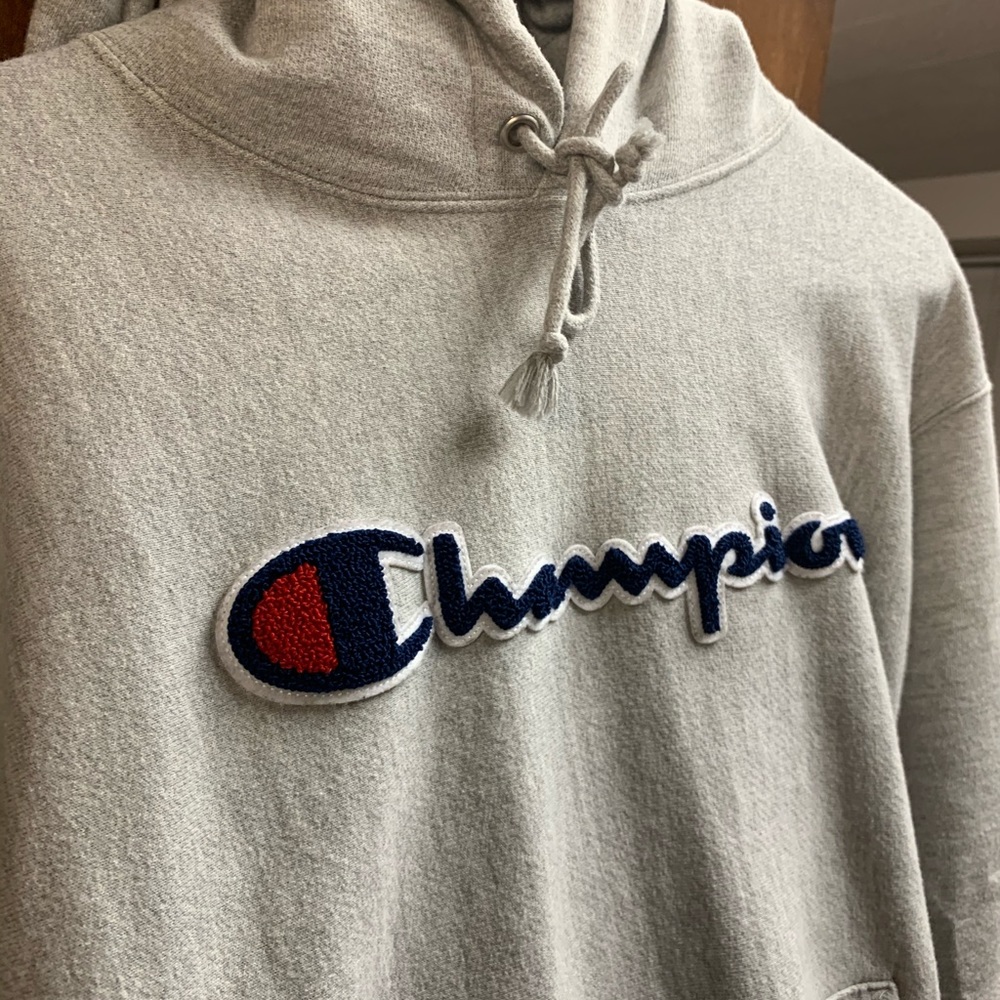 Champion Hoodie Gray Reverse Weave Large